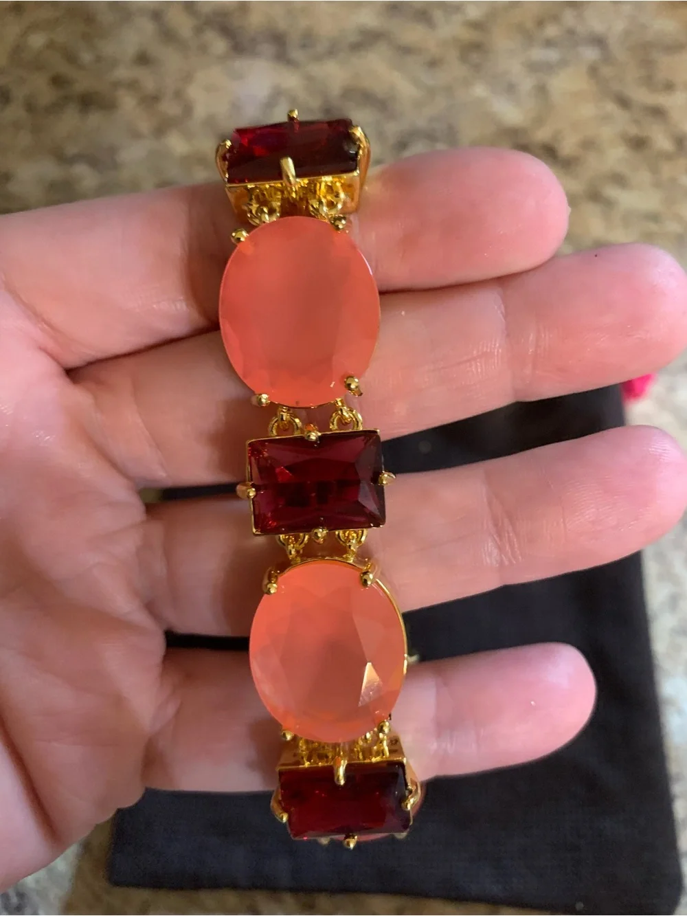 kate spade Gold-Tone Bracelet with Pink and Deep Red Stones - Picture 3 of 4